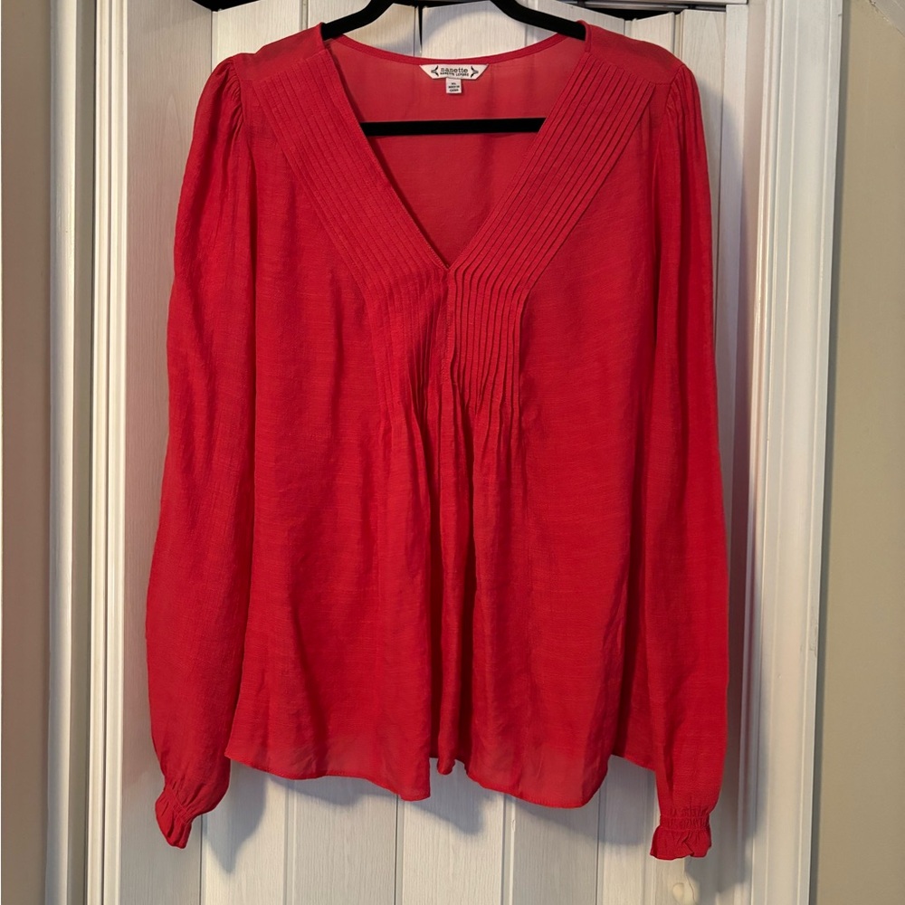 Anthropologie Nanette Lepore V Neck Lightweight Red Top